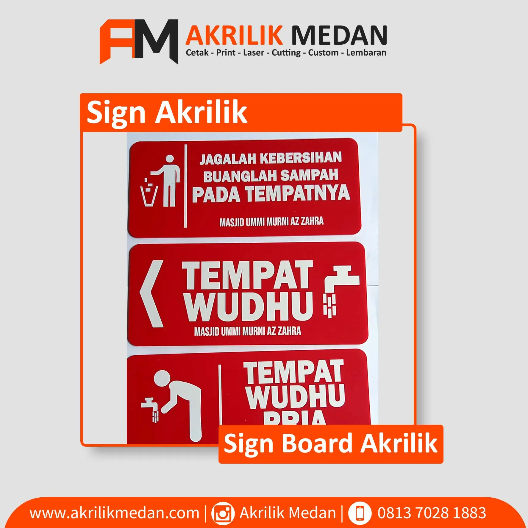 Tanda Akrilik untuk Restoran dan Toko: Menunjukkan Area Makanan, Kasir, dan Toilet