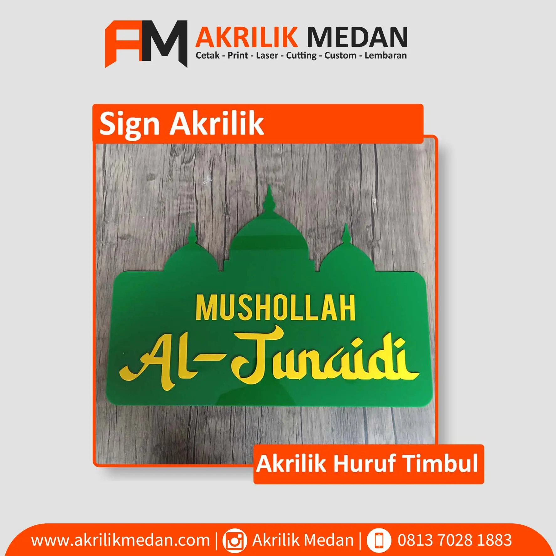 Huruf Timbul Akrilik.