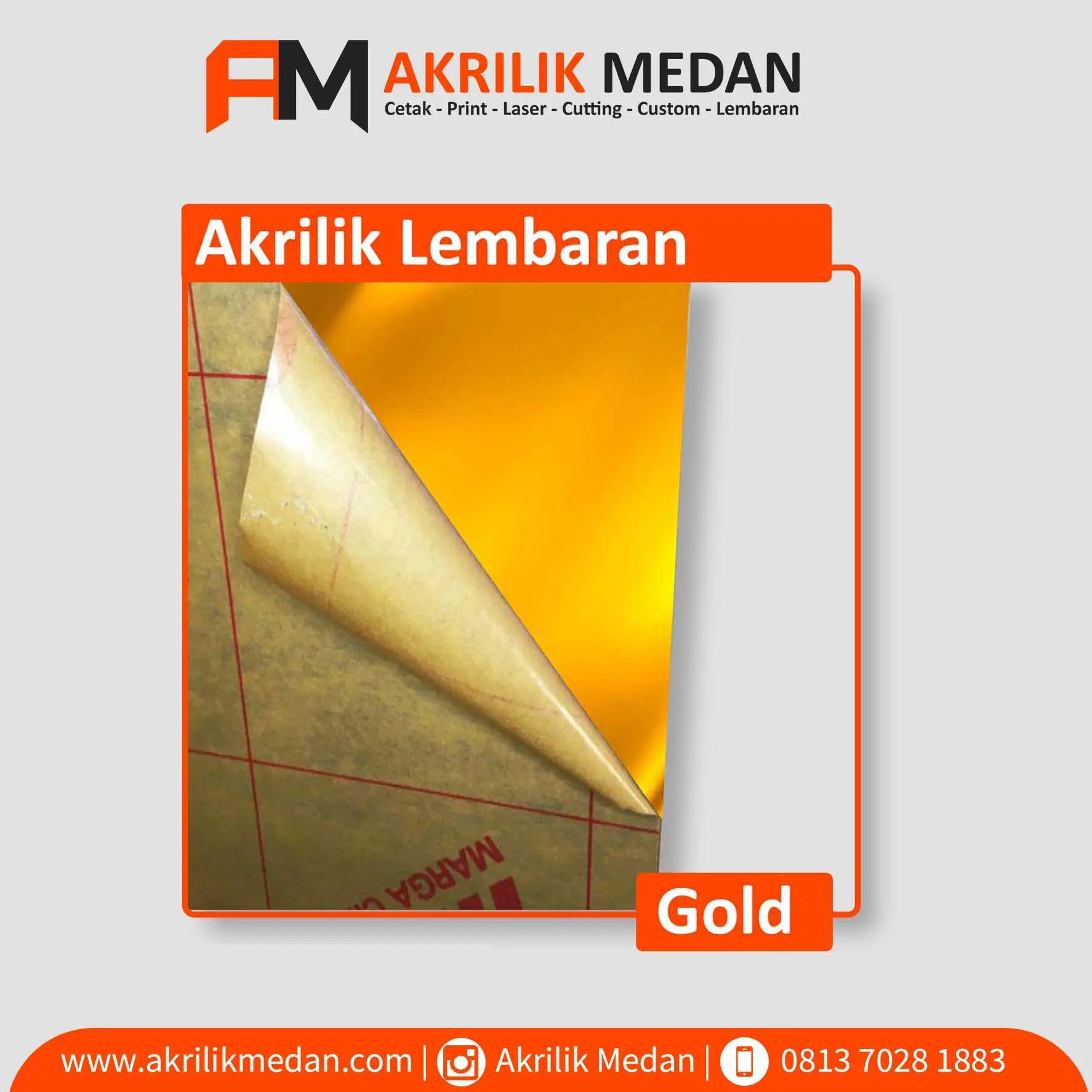 Akrilik Gold Mirror untuk Dekorasi Mewah