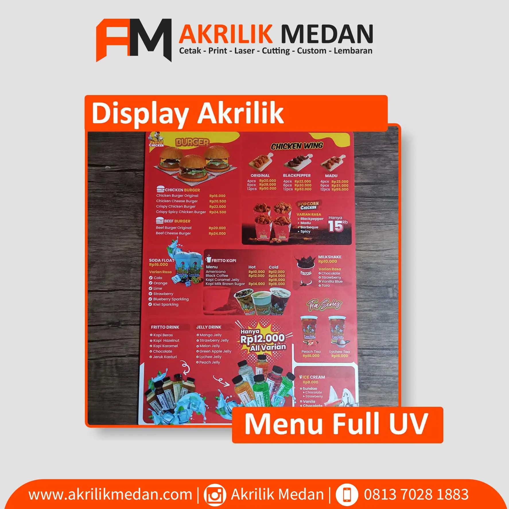 Stand Menu Café Akrilik