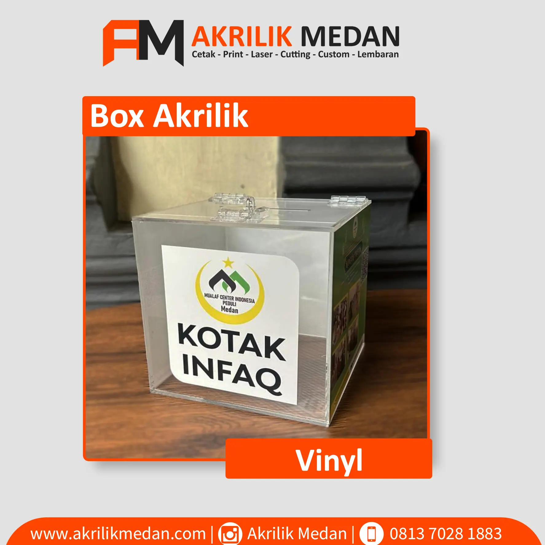 Buat Kotak Akrilik di Medan: Kotak Saran, Donasi, dan Amal Custom Profesional