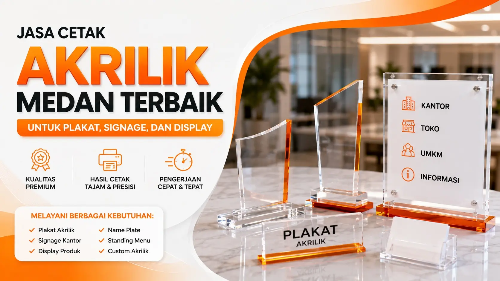  Jasa Cetak Akrilik Medan Terbaik untuk Plakat, Signage, dan Display