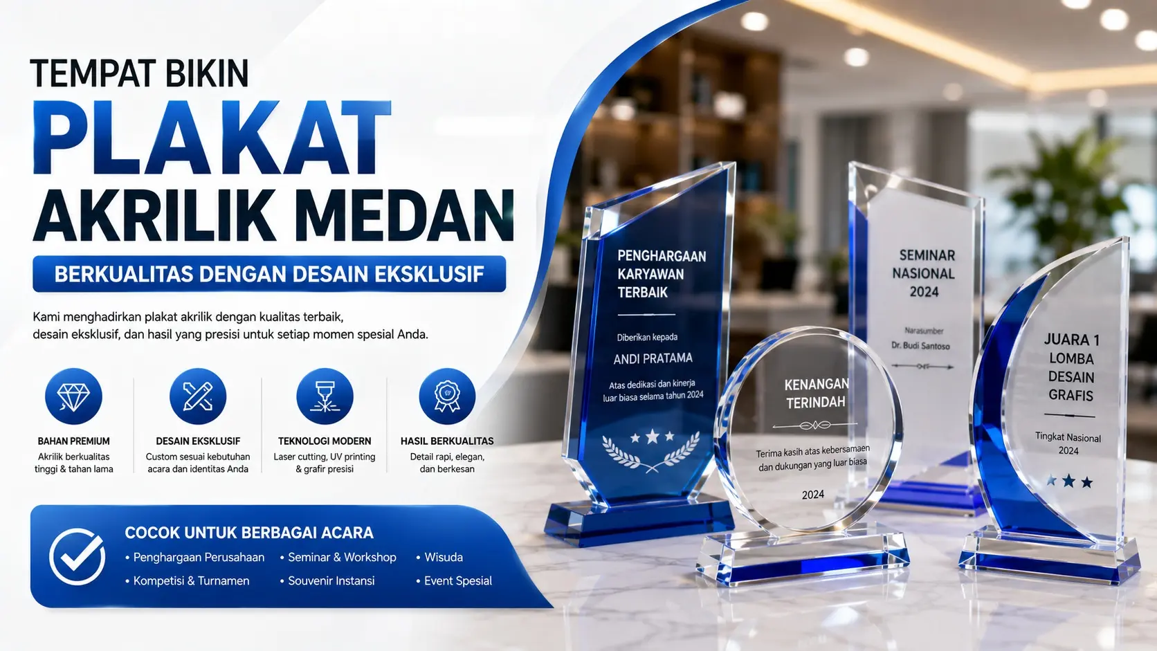 Tempat Bikin Plakat Akrilik Medan Berkualitas dengan Desain Eksklusif
