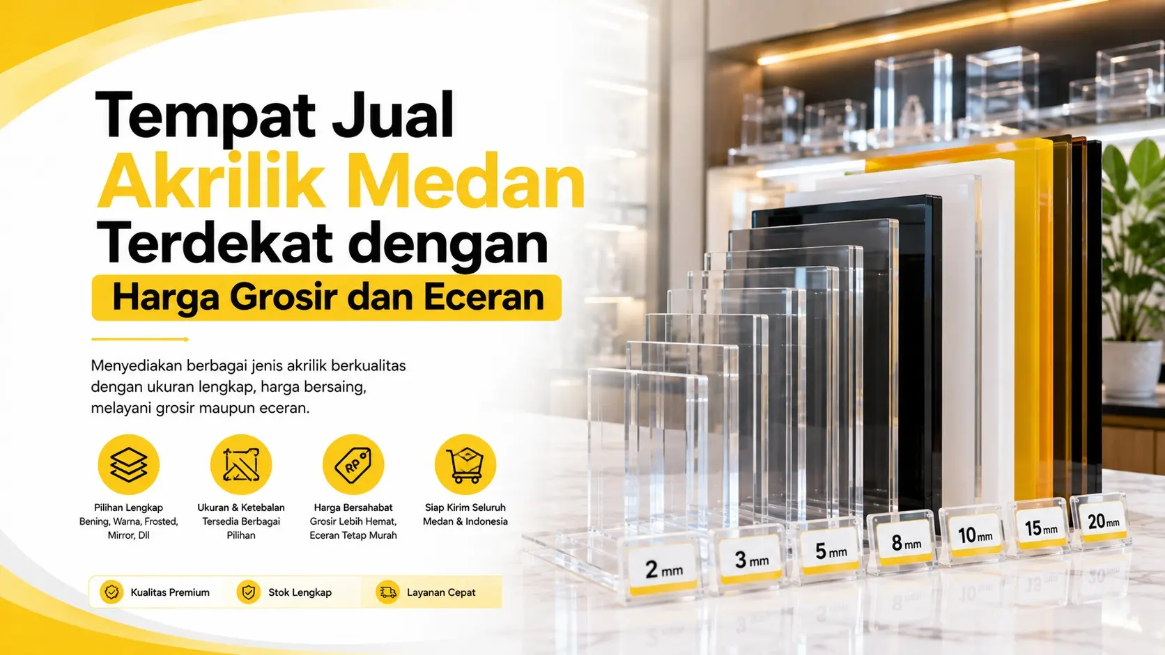 Tempat Jual Akrilik Medan Terdekat dengan Harga Grosir dan Eceran