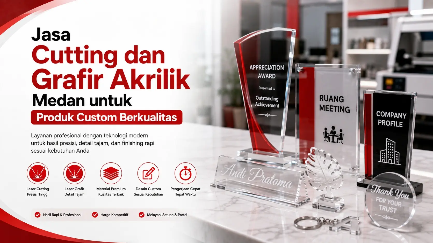 Jasa Cutting dan Grafir Akrilik Medan untuk Produk Custom Berkualitas