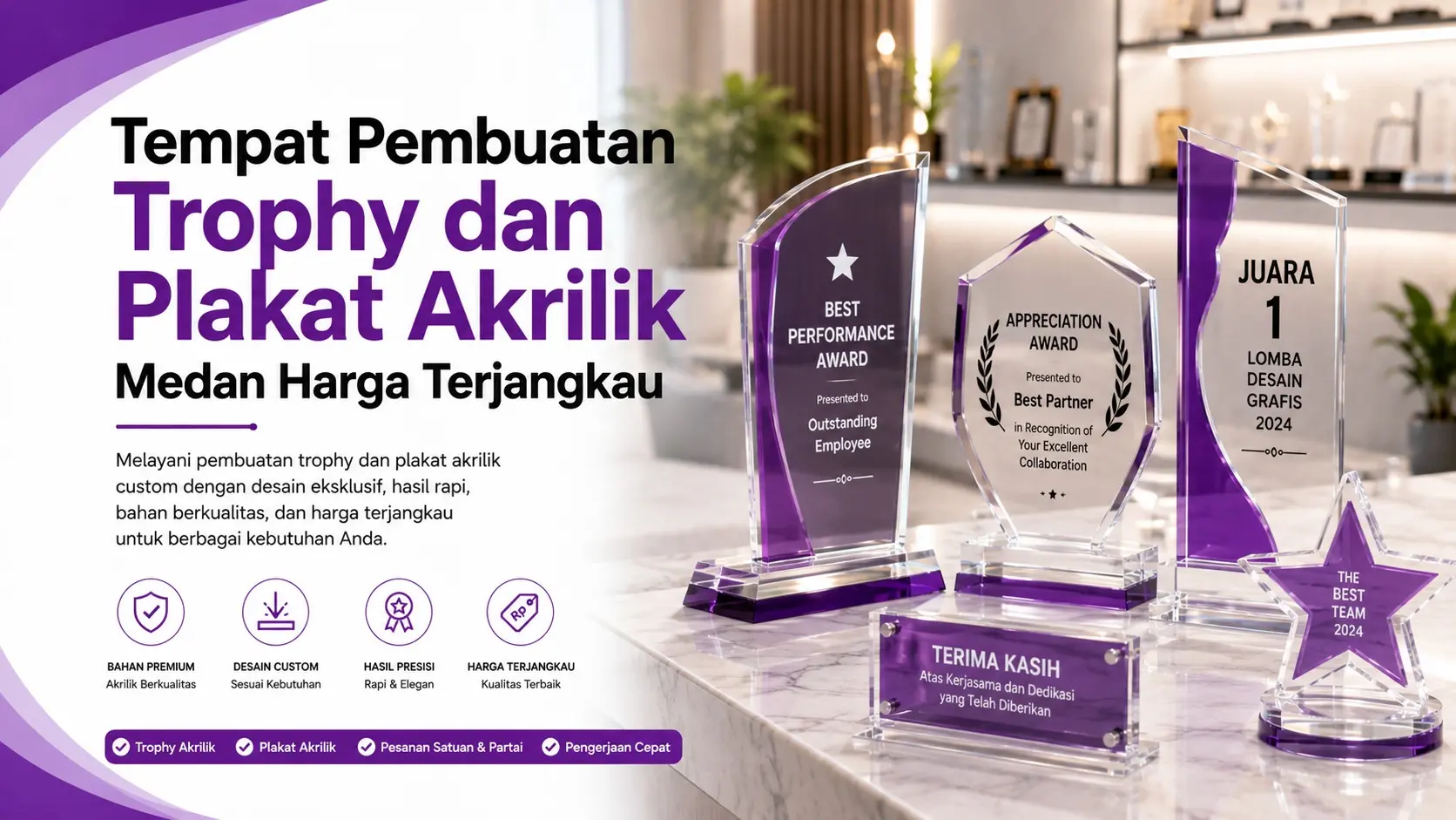 Tempat Pembuatan Trophy dan Plakat Akrilik Medan Harga Terjangkau
