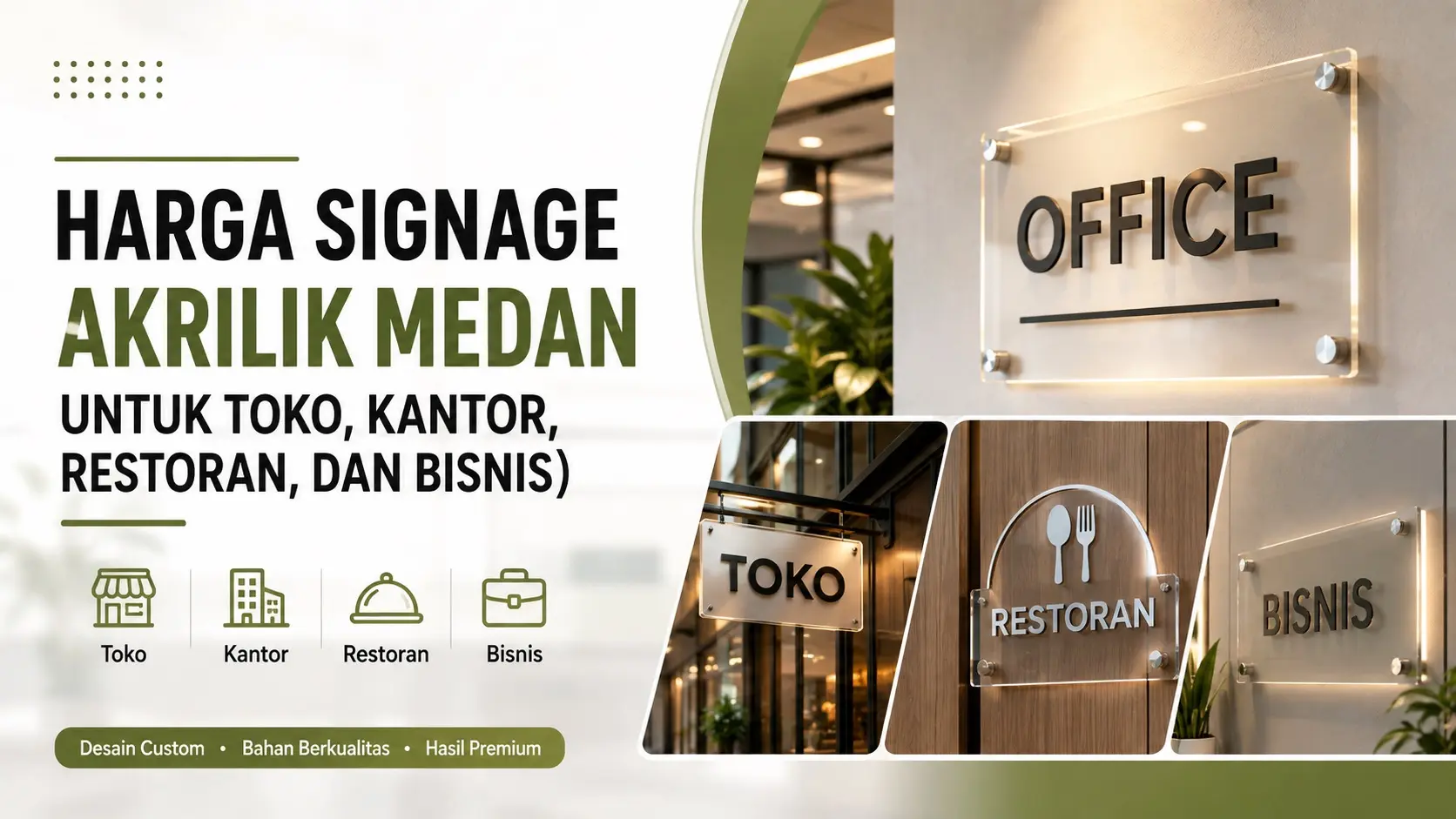 Harga Signage Akrilik Medan untuk Toko, Kantor, Restoran, dan Bisnis