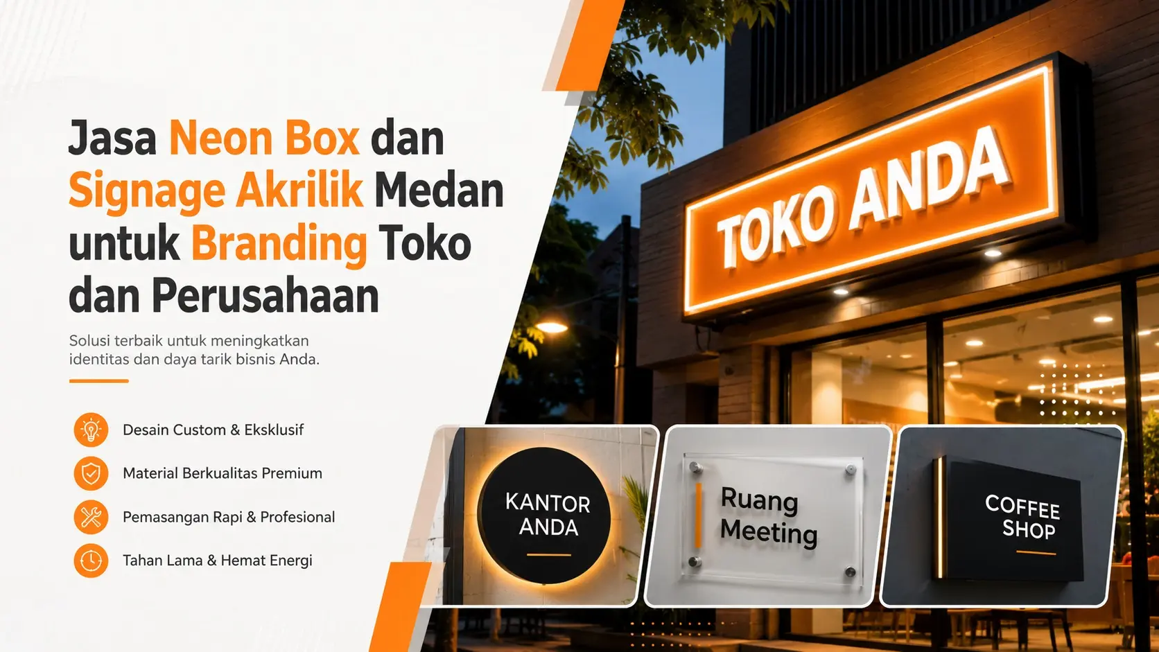 Jasa Neon Box dan Signage Akrilik Medan untuk Branding Toko dan Perusahaan