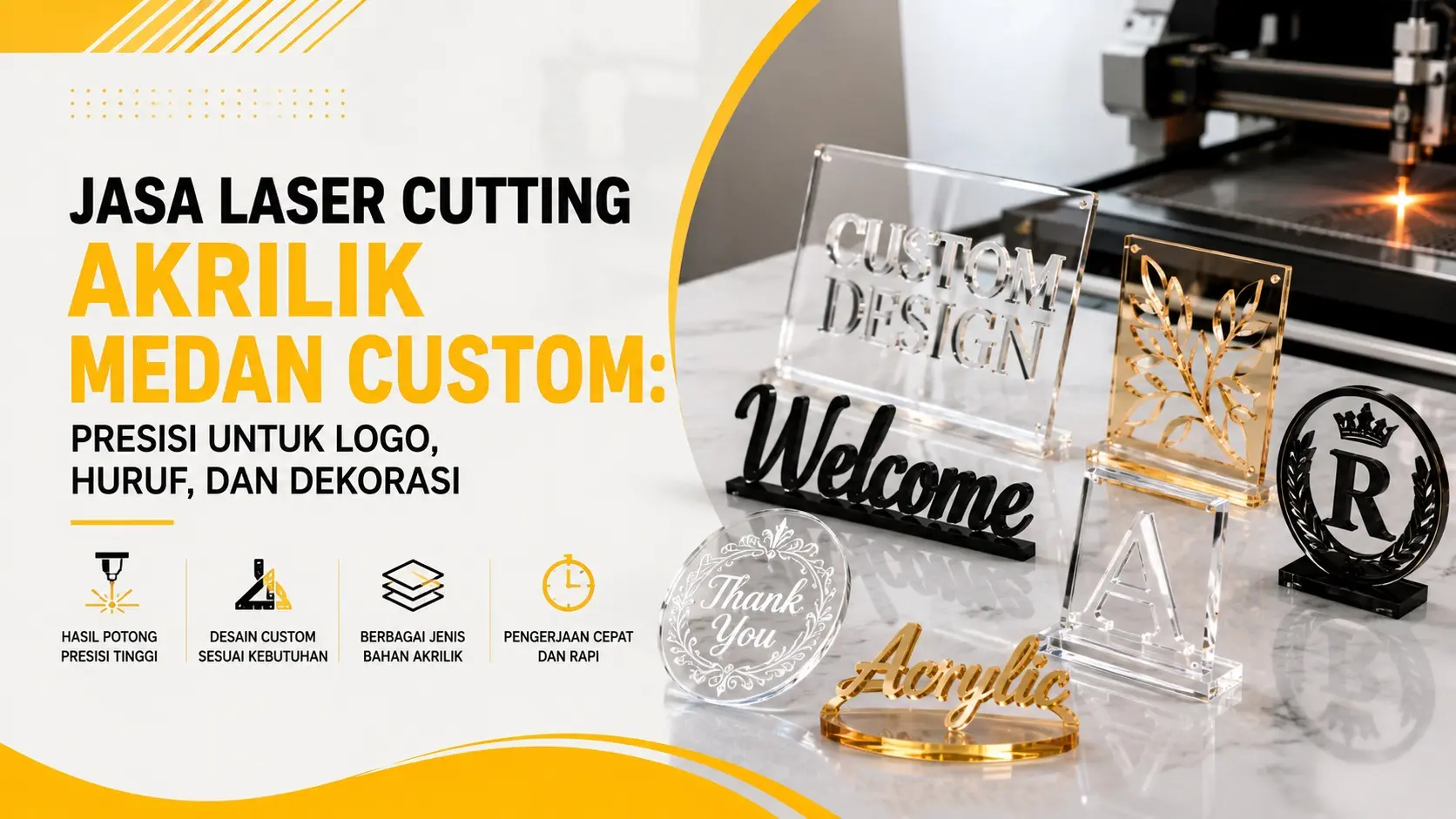 Jasa Laser Cutting Akrilik Medan Custom: Presisi untuk Logo, Huruf, dan Dekorasi