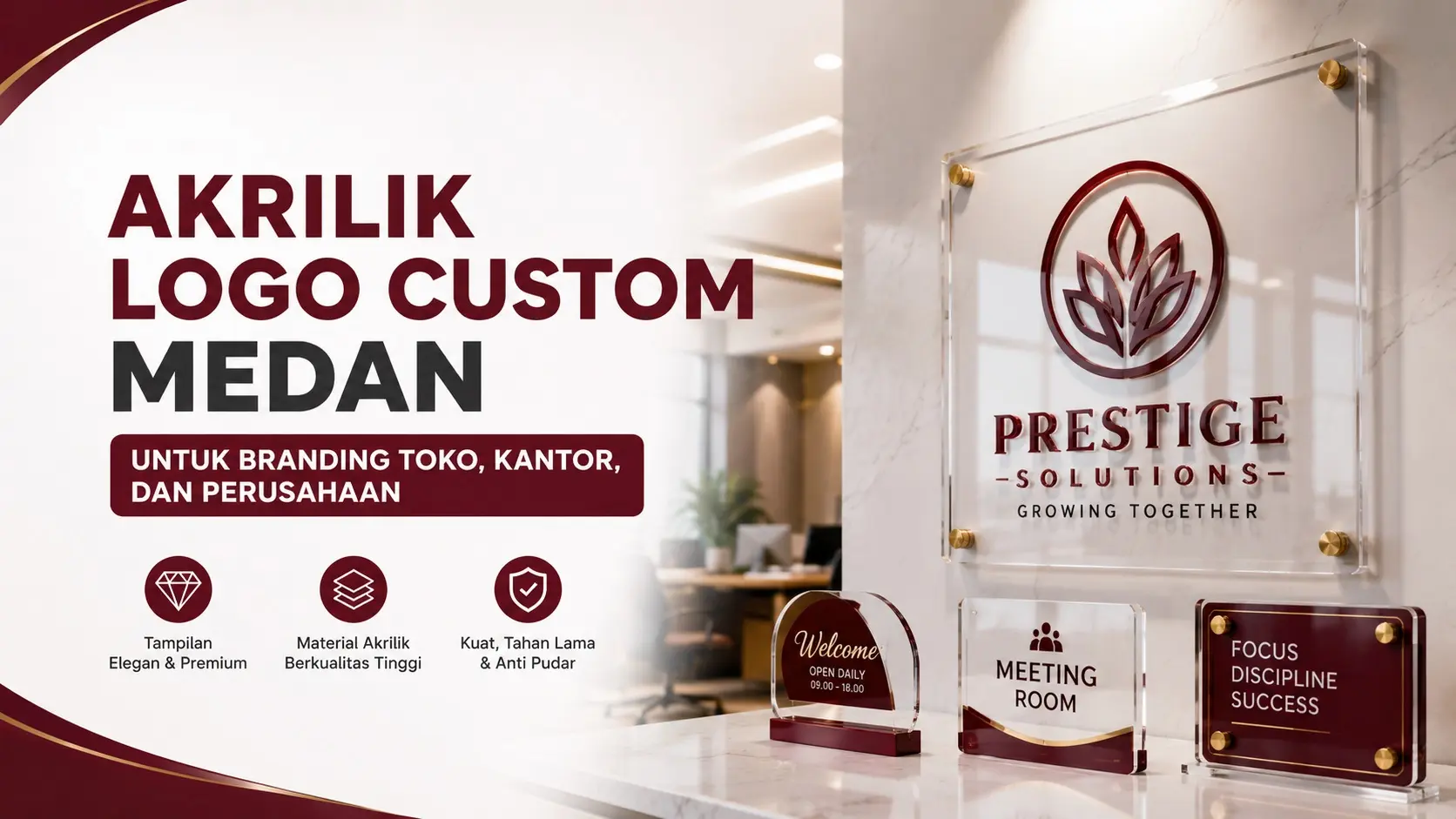 Akrilik Logo Custom Medan untuk Branding Toko, Kantor, dan Perusahaan
