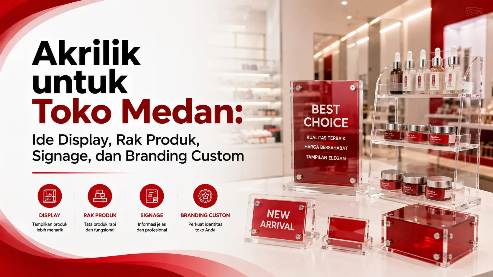Akrilik untuk Toko Medan: Ide Display, Rak Produk, Signage, dan Branding Custom