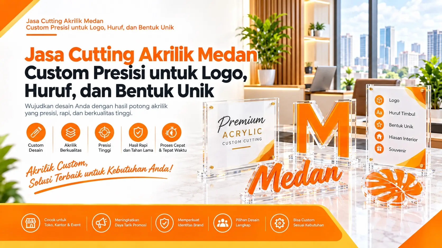 Jasa Cutting Akrilik Medan Custom Presisi untuk Logo, Huruf, dan Bentuk Unik