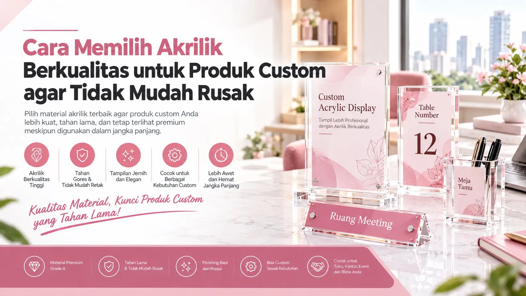 Cara Memilih Akrilik Berkualitas untuk Produk Custom agar Tidak Mudah Rusak