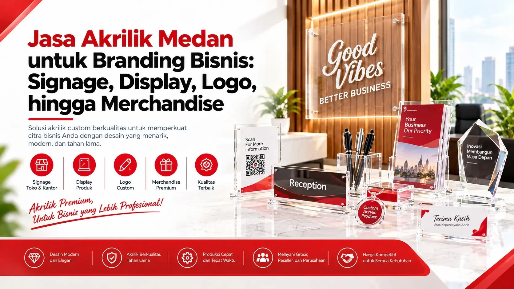 Jasa Akrilik Medan untuk Branding Bisnis Signage Display Logo hingga Merchandise