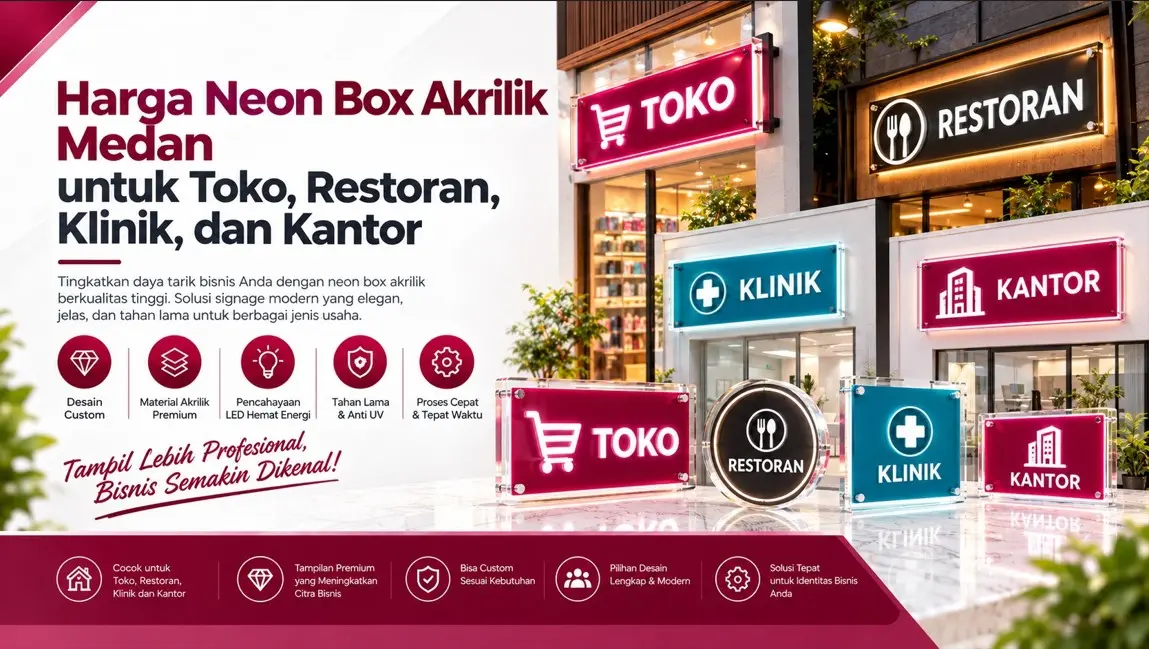 Harga Neon Box Akrilik Medan untuk Toko Restoran Klinik dan Kantor