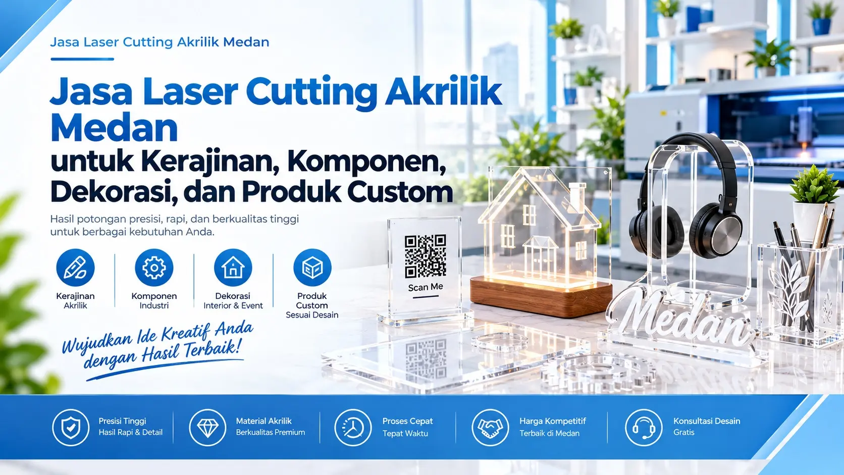 Jasa Laser Cutting Akrilik Medan untuk Kerajinan Komponen Dekorasi dan Produk Custom
