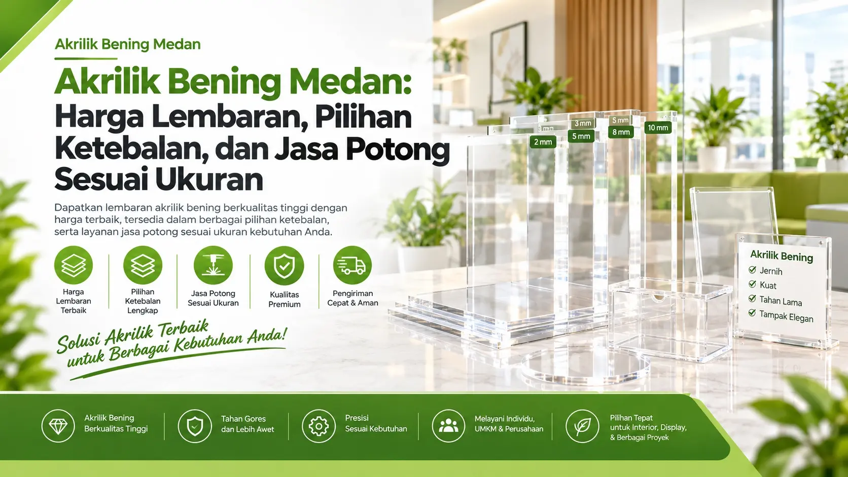 Akrilik Bening Medan Harga Lembaran Pilihan Ketebalan dan Jasa Potong Sesuai Ukuran