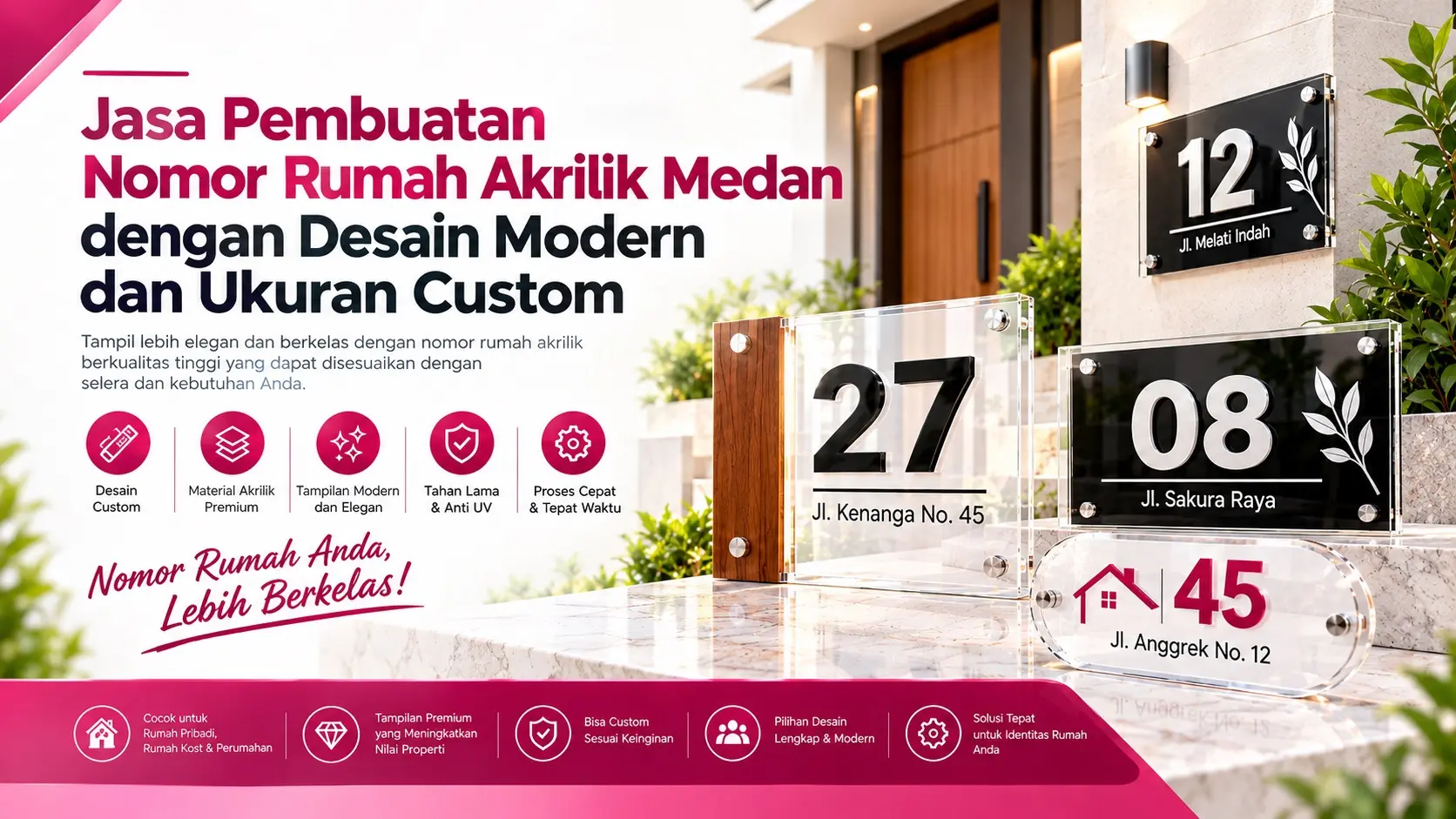Jasa Pembuatan Nomor Rumah Akrilik Medan dengan Desain Modern dan Ukuran Custom