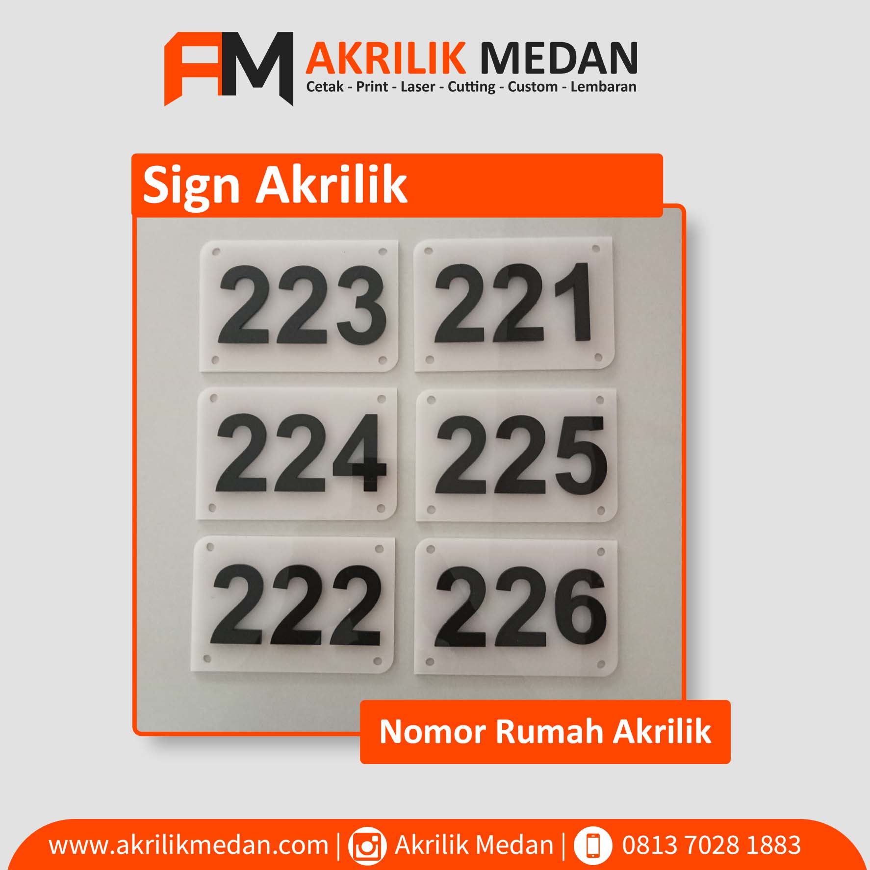 Nomor Rumah AKrilik Timbul