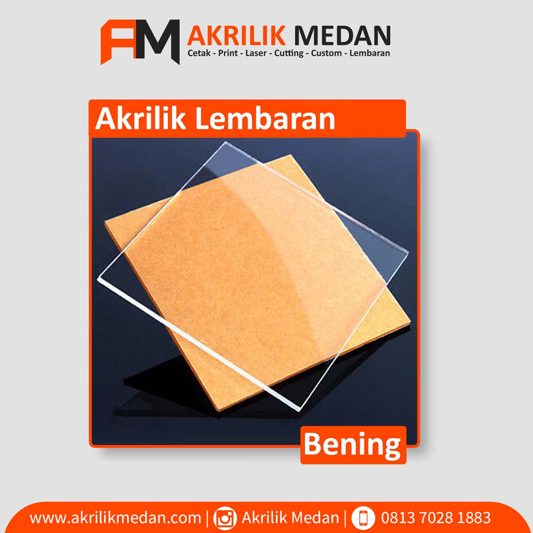 Akrilik lembaran Varian Bening / Clear