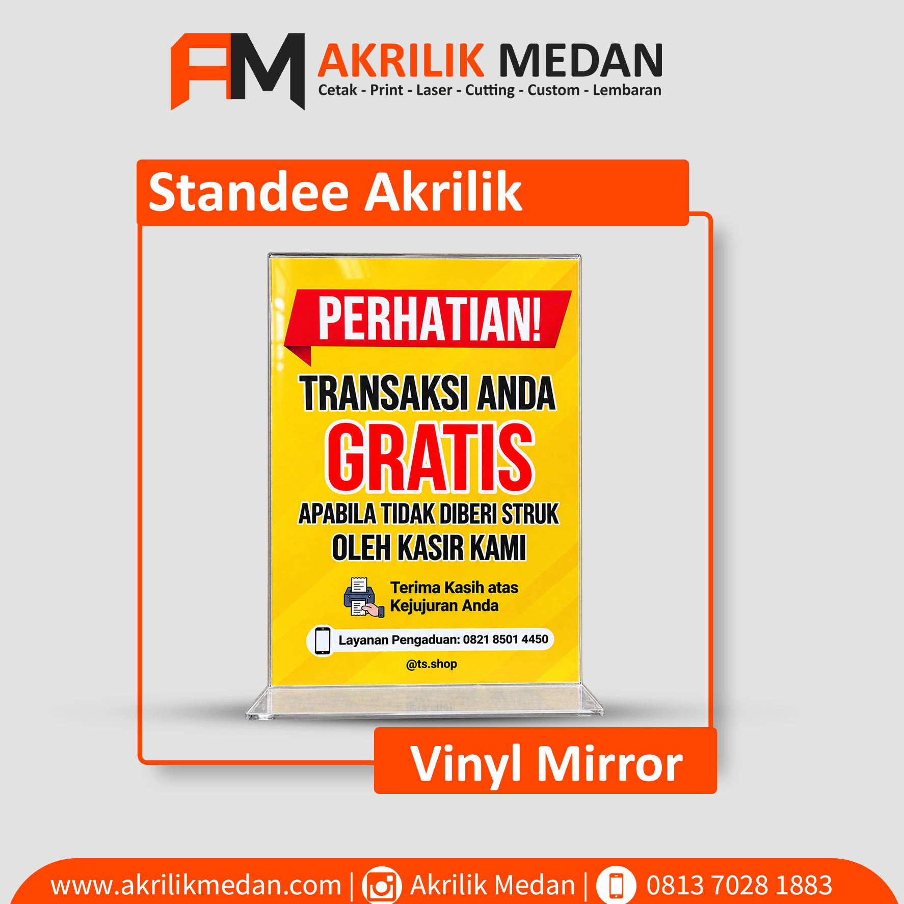 Standee Akrilik Vinyl Mirror
